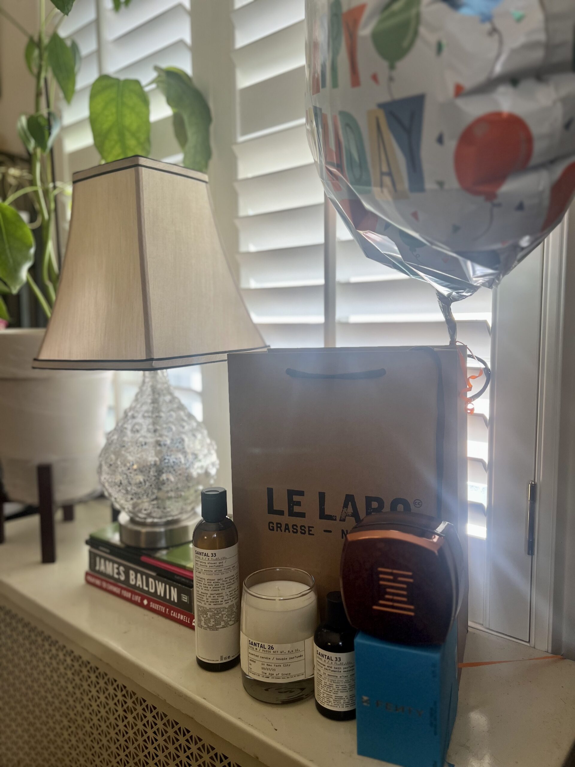 Birthday goodies of my fave Le Labo scents and Fenty skin product.