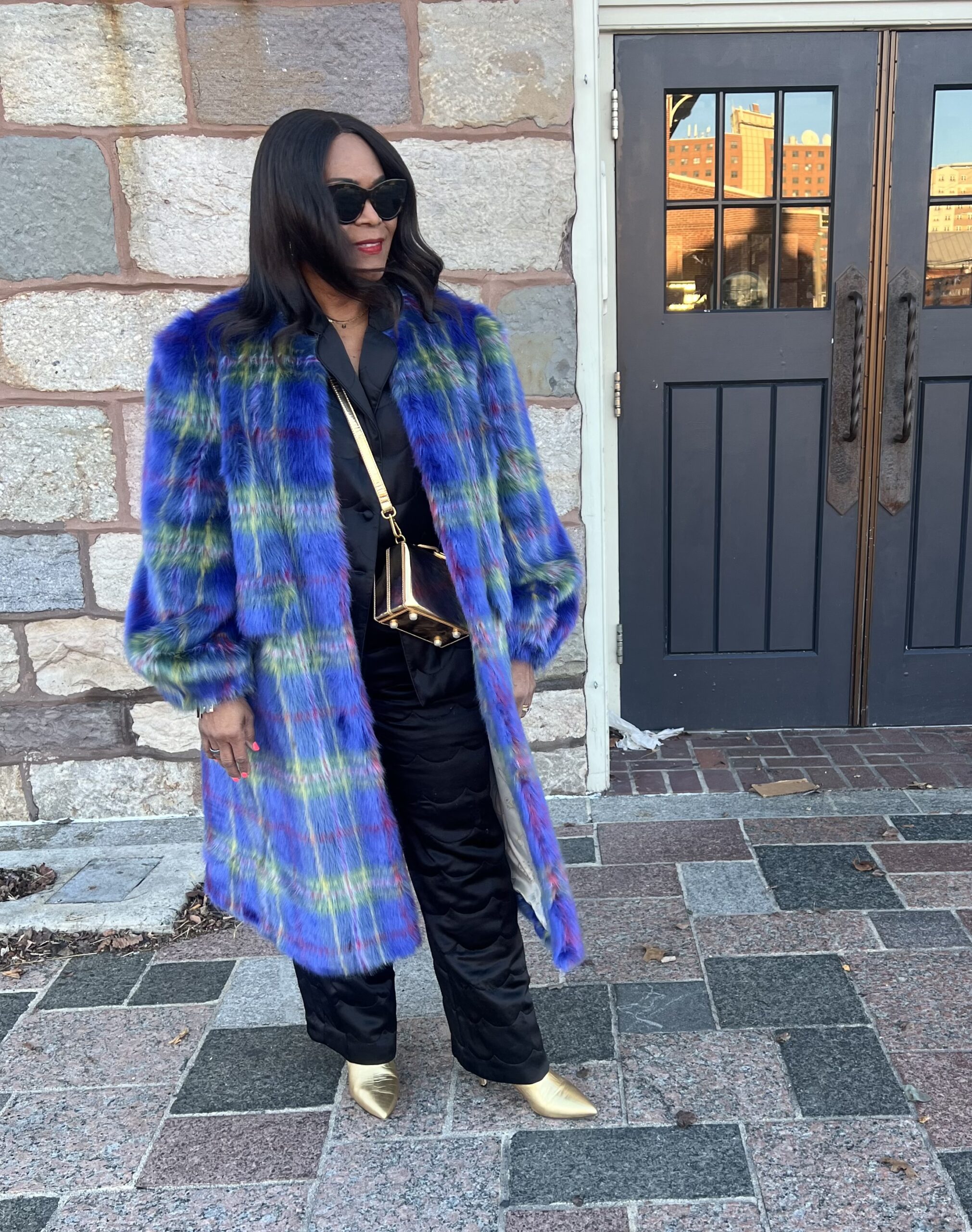 Over 50 Fashion: Shrimps Plaid Faux Fur from The Outnet