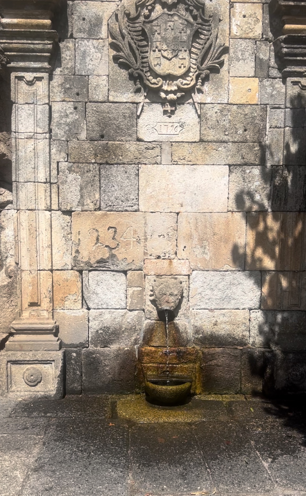 Stone fountain in the historic village of Castelo Novo in the Center of Portugal