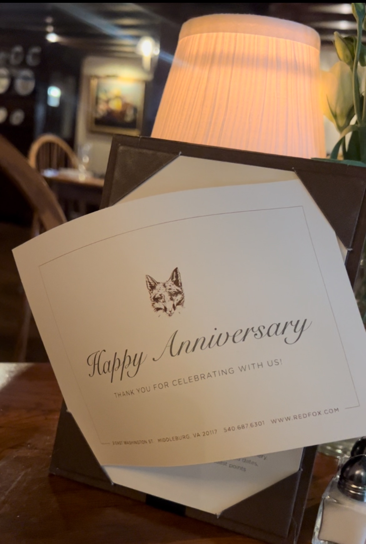 The Red Fox Inn & Tavern, Happy Anniversary card