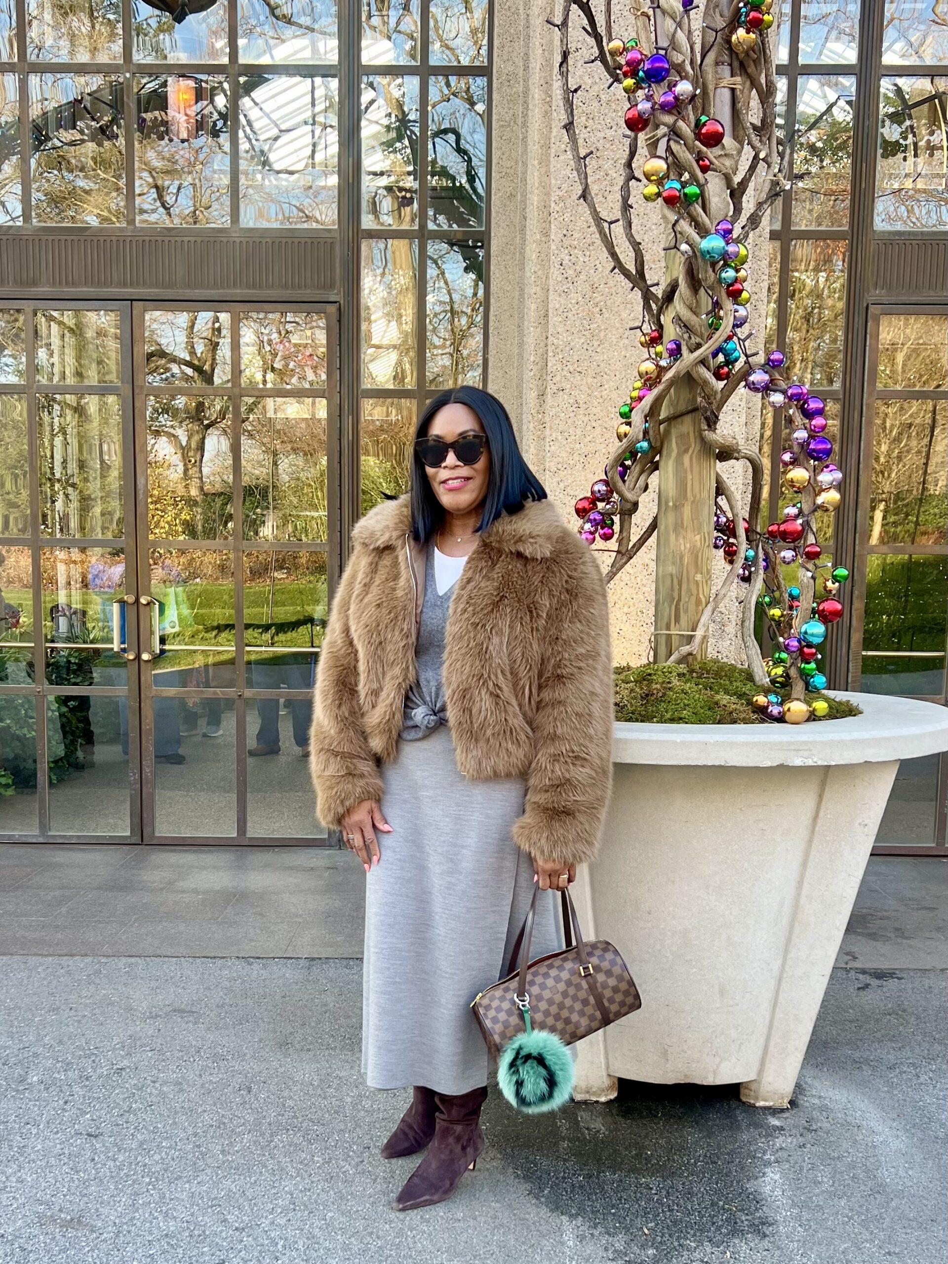 Longwood Gardens Most Magical Season; The Frankie Shop Hope Faux Fur Brown Jacket